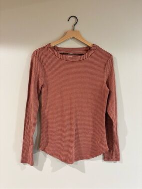 Sonoma Striped Long Sleeve Women’s Top Rust white size large